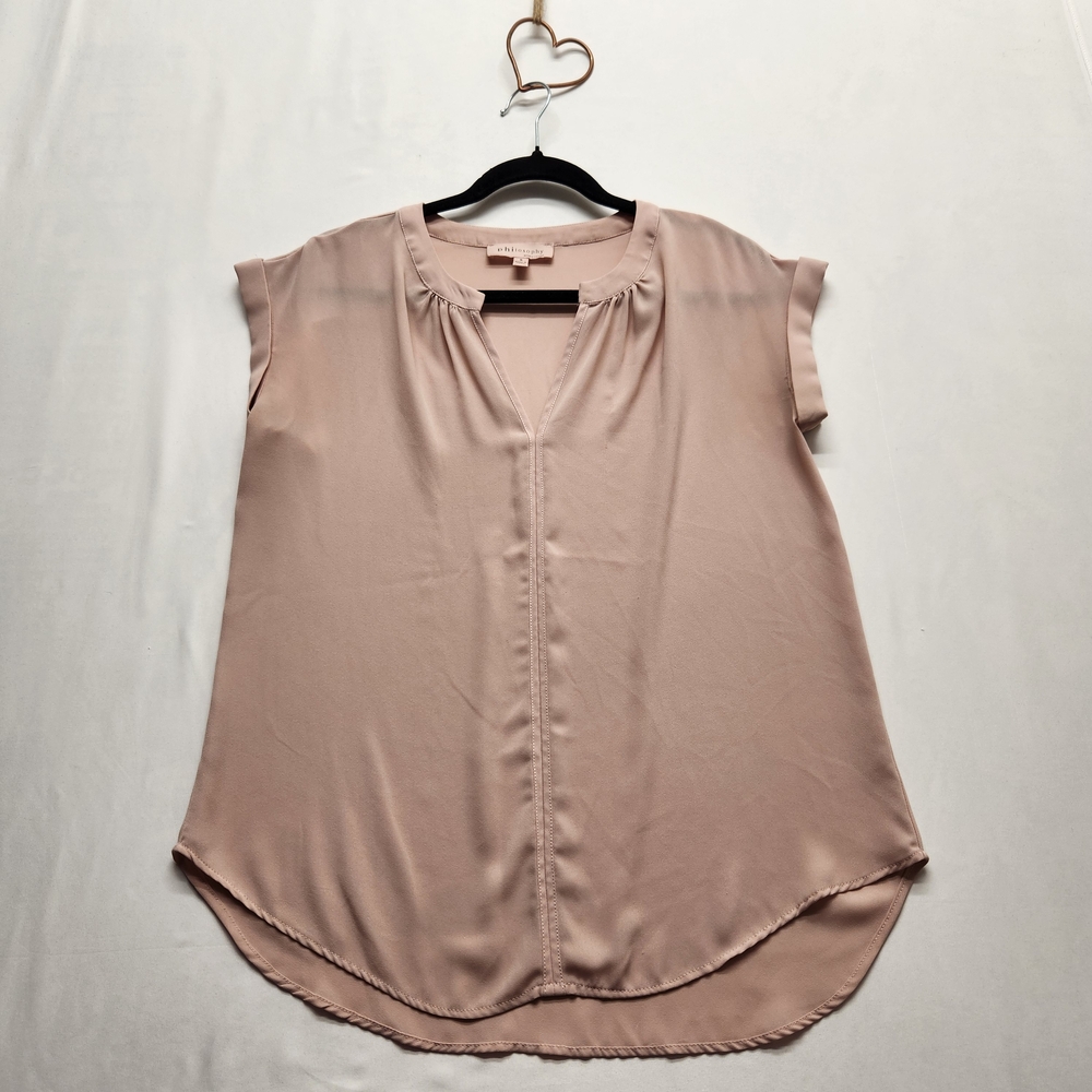 ⭐ Philosophy Pink Sheer Sleeveless Blouse Size S Lightweight & Polished Office